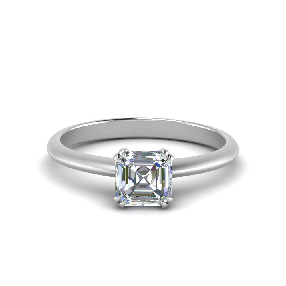 Asscher Cut Solitaire Knife Edge Engagement Ring