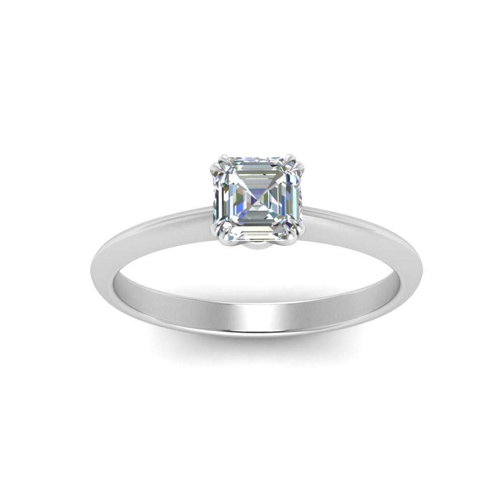 Asscher Cut Solitaire Knife Edge Engagement Ring
