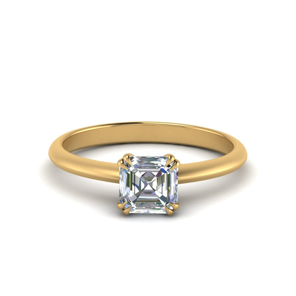 Asscher Cut Solitaire Knife Edge Engagement Ring