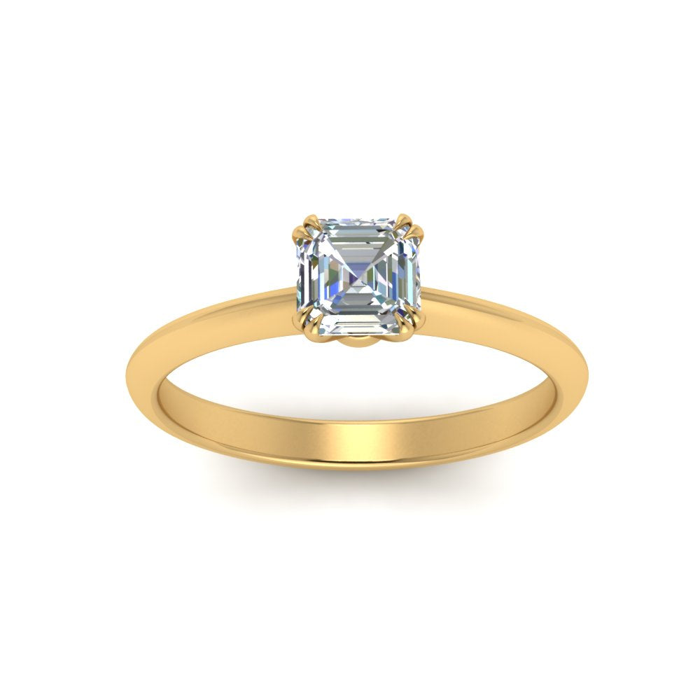 Asscher Cut Solitaire Knife Edge Engagement Ring