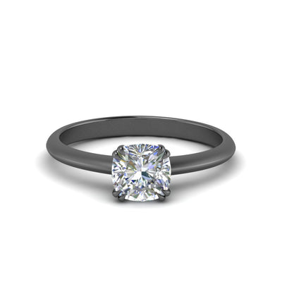 Cushion Cut Solitaire Knife Edge Engagement Ring