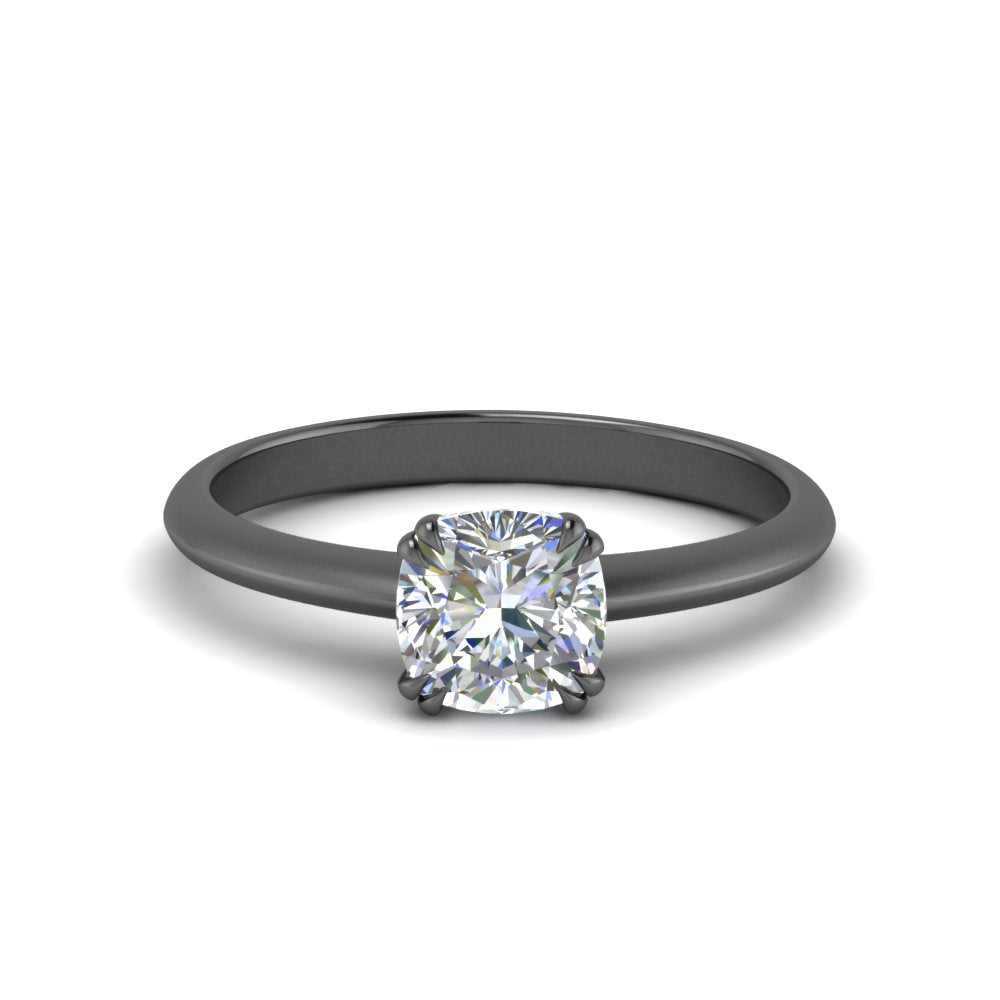 Cushion Cut Solitaire Knife Edge Engagement Ring