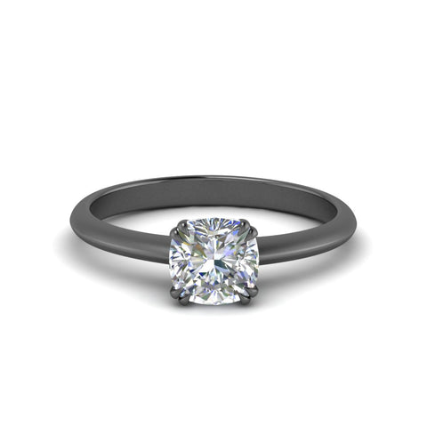 Cushion Cut Solitaire Knife Edge Engagement Ring