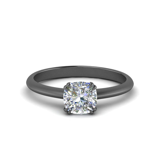Cushion Cut Solitaire Knife Edge Engagement Ring