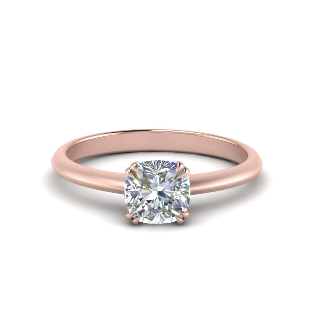 Cushion Cut Solitaire Knife Edge Engagement Ring