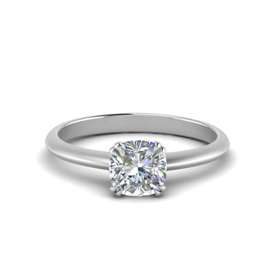 Cushion Cut Solitaire Knife Edge Engagement Ring