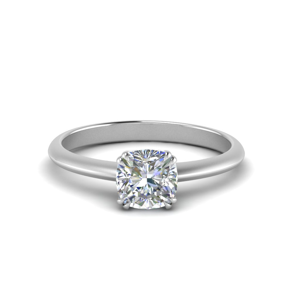 Cushion Cut Solitaire Knife Edge Engagement Ring