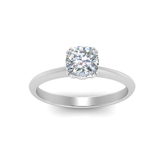 Cushion Cut Solitaire Knife Edge Engagement Ring