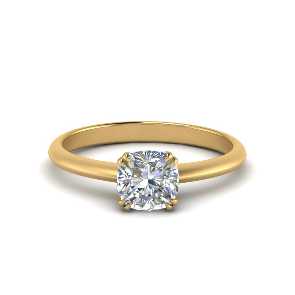 Cushion Cut Solitaire Knife Edge Engagement Ring