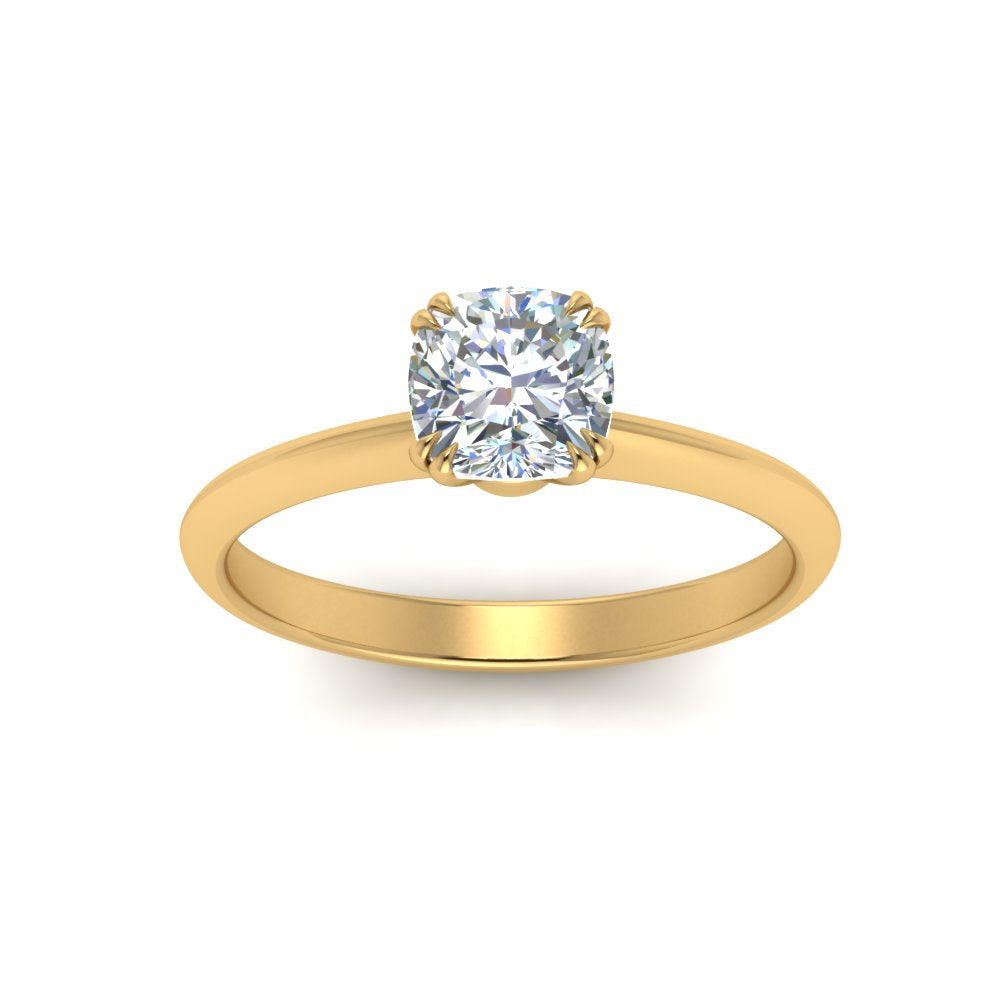Cushion Cut Solitaire Knife Edge Engagement Ring