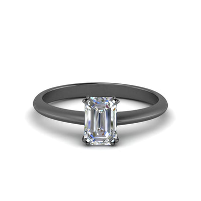 Emerald Cut Solitaire Knife Edge Engagement Ring