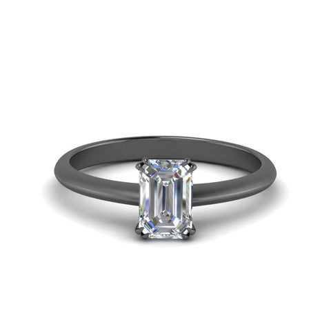 Emerald Cut Solitaire Knife Edge Engagement Ring
