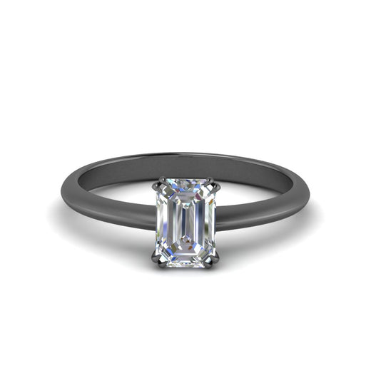 Emerald Cut Solitaire Knife Edge Engagement Ring