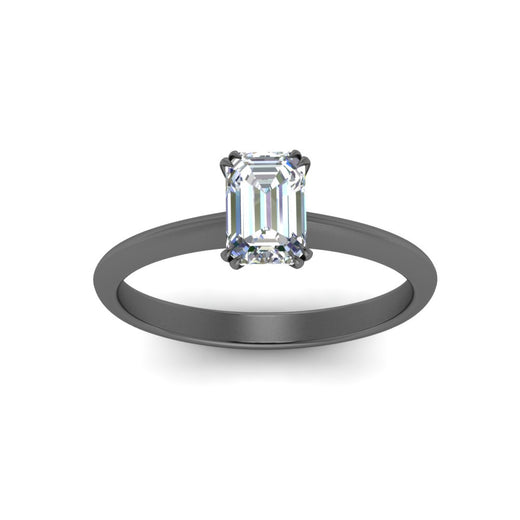 Emerald Cut Solitaire Knife Edge Engagement Ring