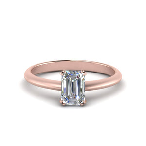 Emerald Cut Solitaire Knife Edge Engagement Ring