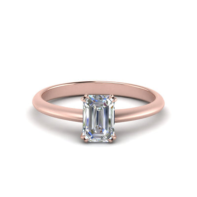 Emerald Cut Solitaire Knife Edge Engagement Ring