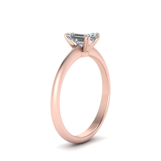 Emerald Cut Solitaire Knife Edge Engagement Ring