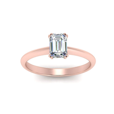 Emerald Cut Solitaire Knife Edge Engagement Ring