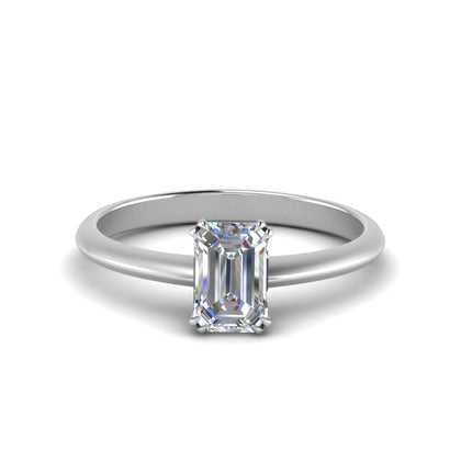 Emerald Cut Solitaire Knife Edge Engagement Ring