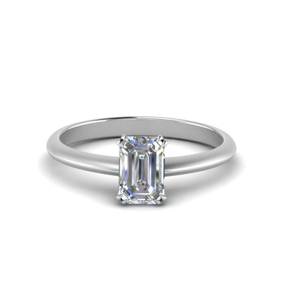 Emerald Cut Solitaire Knife Edge Engagement Ring