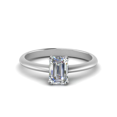 Emerald Cut Solitaire Knife Edge Engagement Ring