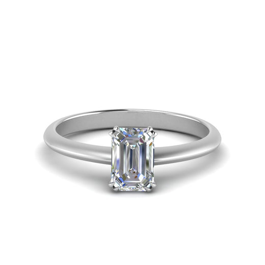 Emerald Cut Solitaire Knife Edge Engagement Ring