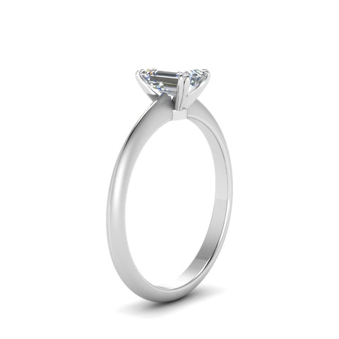 Emerald Cut Solitaire Knife Edge Engagement Ring