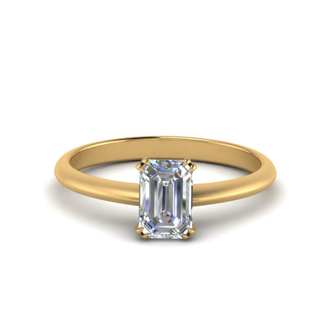 Emerald Cut Solitaire Knife Edge Engagement Ring