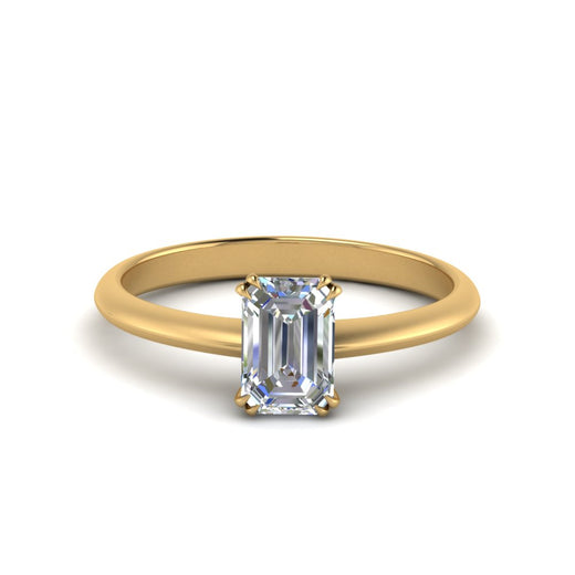 Emerald Cut Solitaire Knife Edge Engagement Ring