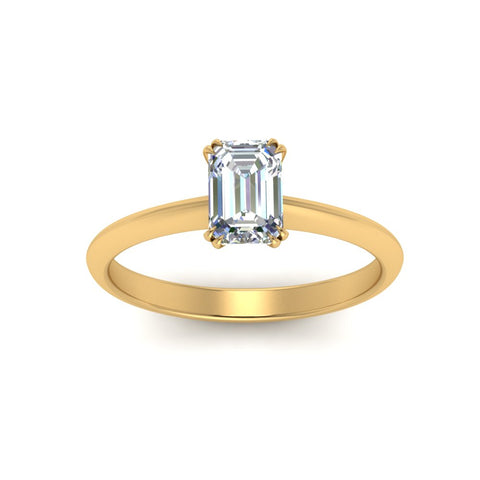 Emerald Cut Solitaire Knife Edge Engagement Ring