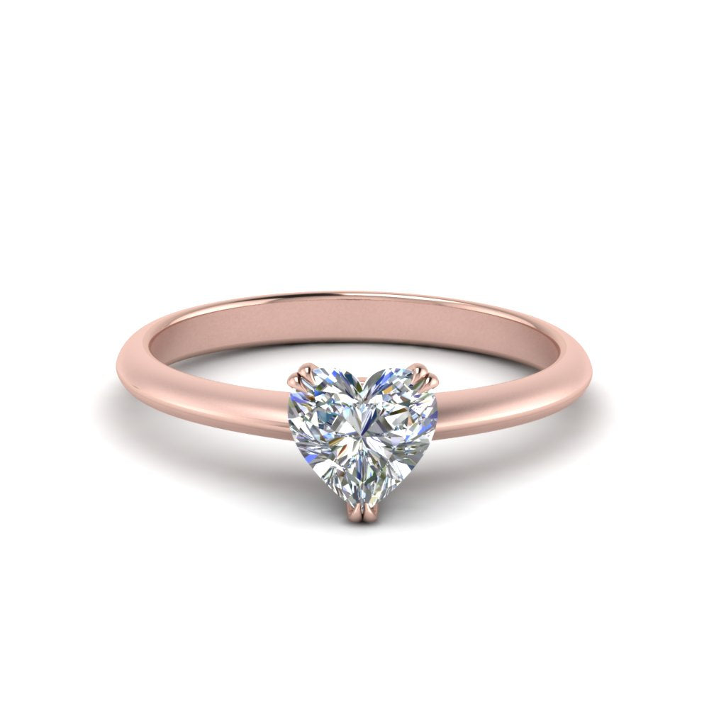 Heart Shaped Solitaire Knife Edge Engagement Ring