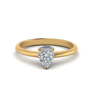 Pear Shaped Solitaire Knife Edge Engagement Ring