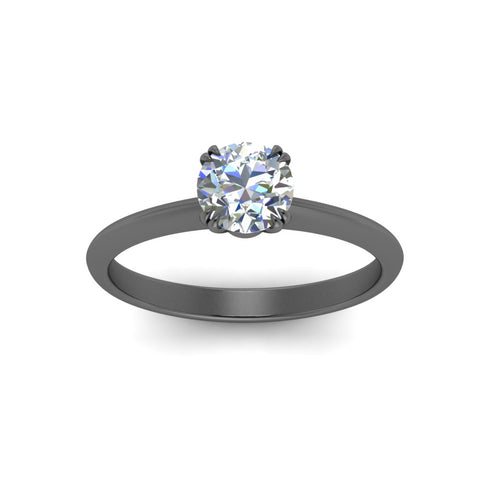 Round Cut Solitaire Knife Edge Engagement Ring