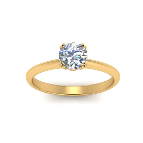 Round Cut Solitaire Knife Edge Engagement Ring