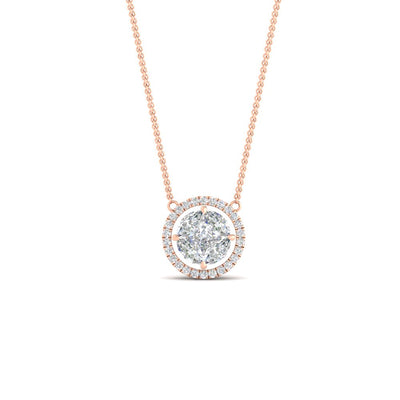 Solitaire Looking Halo Diamond Necklace