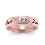 Load image into Gallery viewer, solitaire-mens-two-tone-wedding-band-ring-with-blue-topaz-in-rose-gold-fdm9354bgicblto-nl-rg-eg
