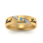 Load image into Gallery viewer, solitaire-mens-two-tone-wedding-band-ring-with-blue-topaz-in-yellow-gold-fdm9354bgicblto-nl-yg-eg
