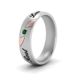 Load image into Gallery viewer, solitaire-mens-two-tone-wedding-band-ring-with-emerald-in-white-gold-fdm9354bgemgr-nl-wg-eg
