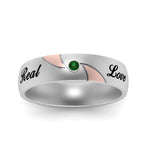 Load image into Gallery viewer, solitaire-mens-two-tone-wedding-band-ring-with-emerald-in-white-gold-fdm9354bgemgr-nl-wg-eg
