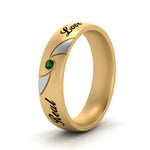 Load image into Gallery viewer, solitaire-mens-two-tone-wedding-band-ring-with-emerald-in-yellow-gold-fdm9354bgemgr-nl-yg-eg
