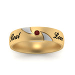 Load image into Gallery viewer, solitaire-mens-two-tone-wedding-band-ring-with-ruby-in-yellow-gold-fdm9354bgrudr-nl-yg-eg
