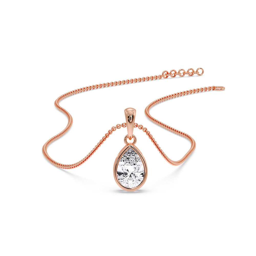 Bezel Pear Water Drop Solitaire Pendant