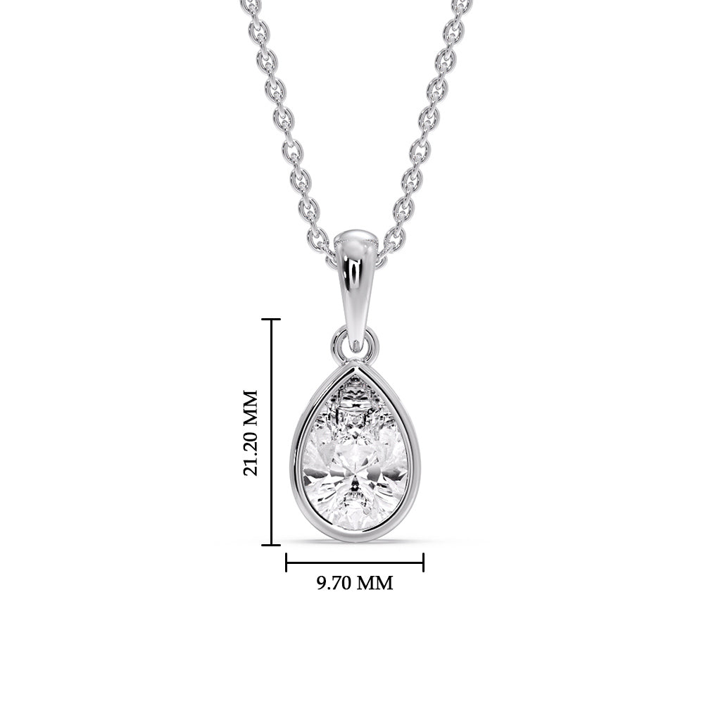 Bezel Pear Water Drop Solitaire Pendant