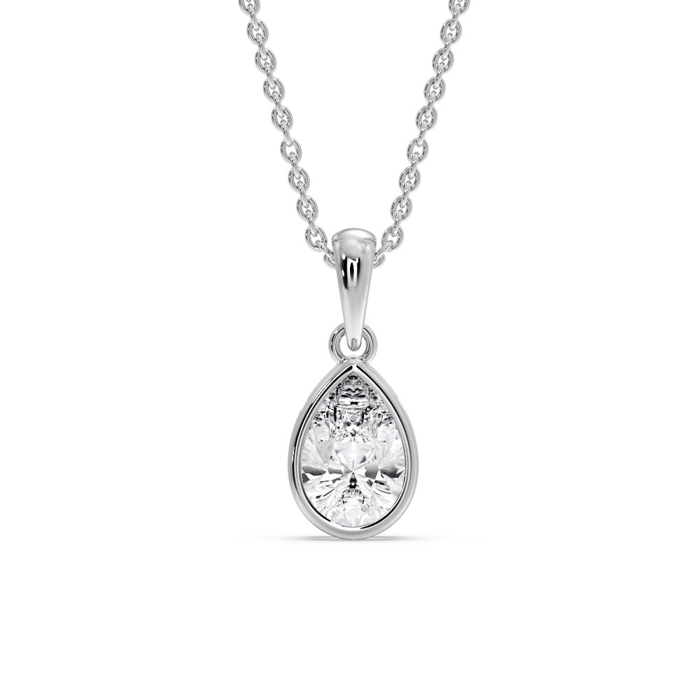 Bezel Pear Water Drop Solitaire Pendant
