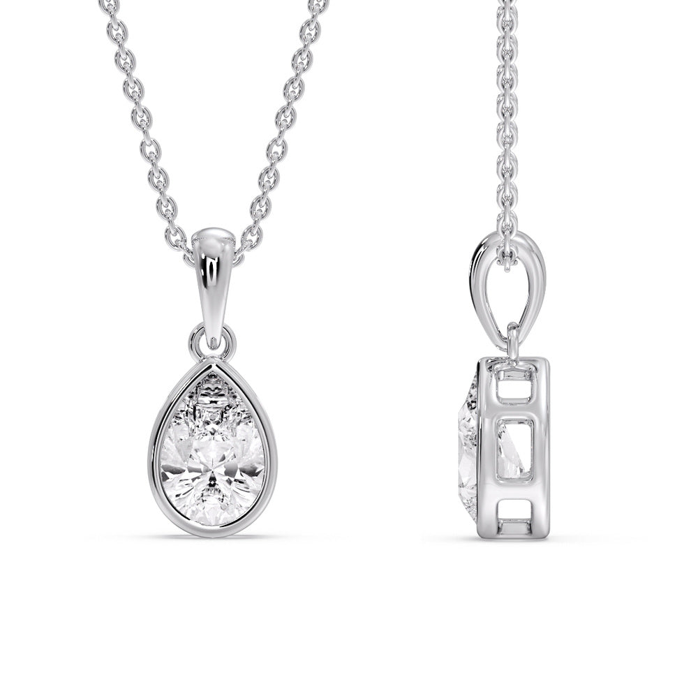 Bezel Pear Water Drop Solitaire Pendant