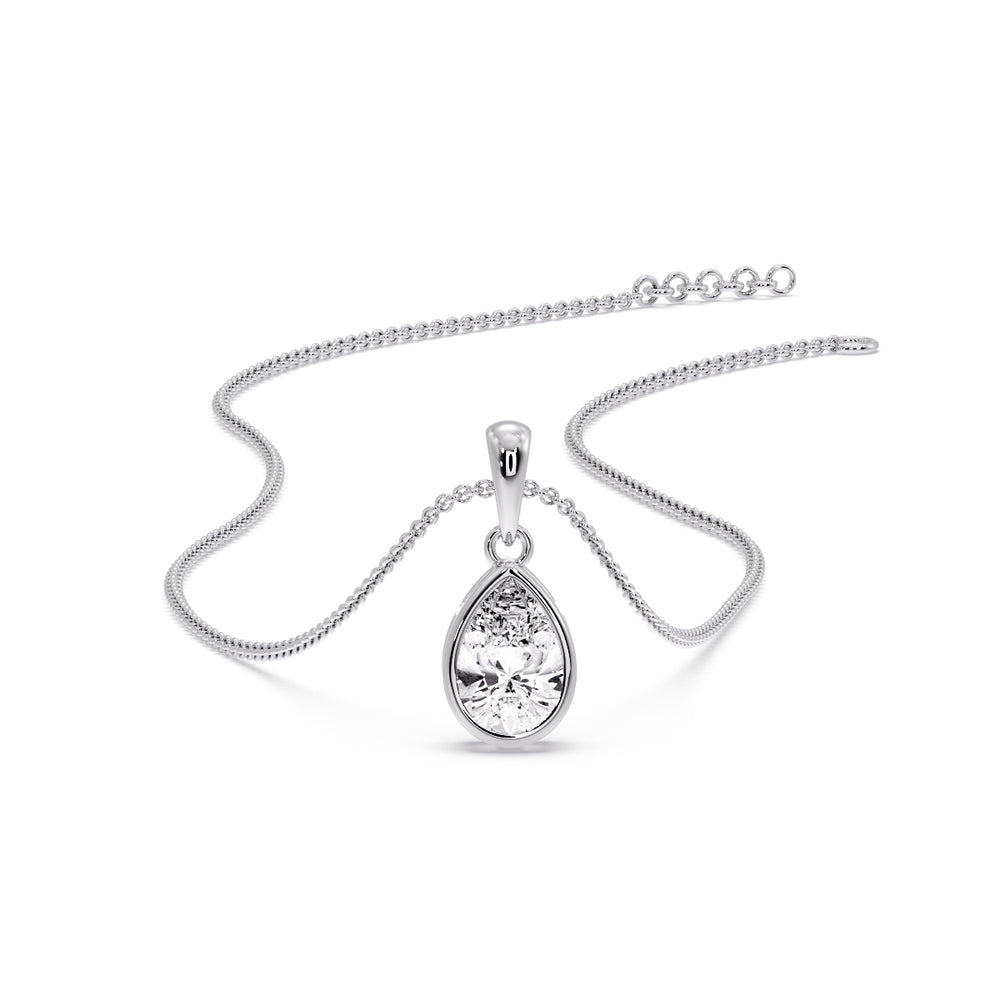 Bezel Pear Water Drop Solitaire Pendant