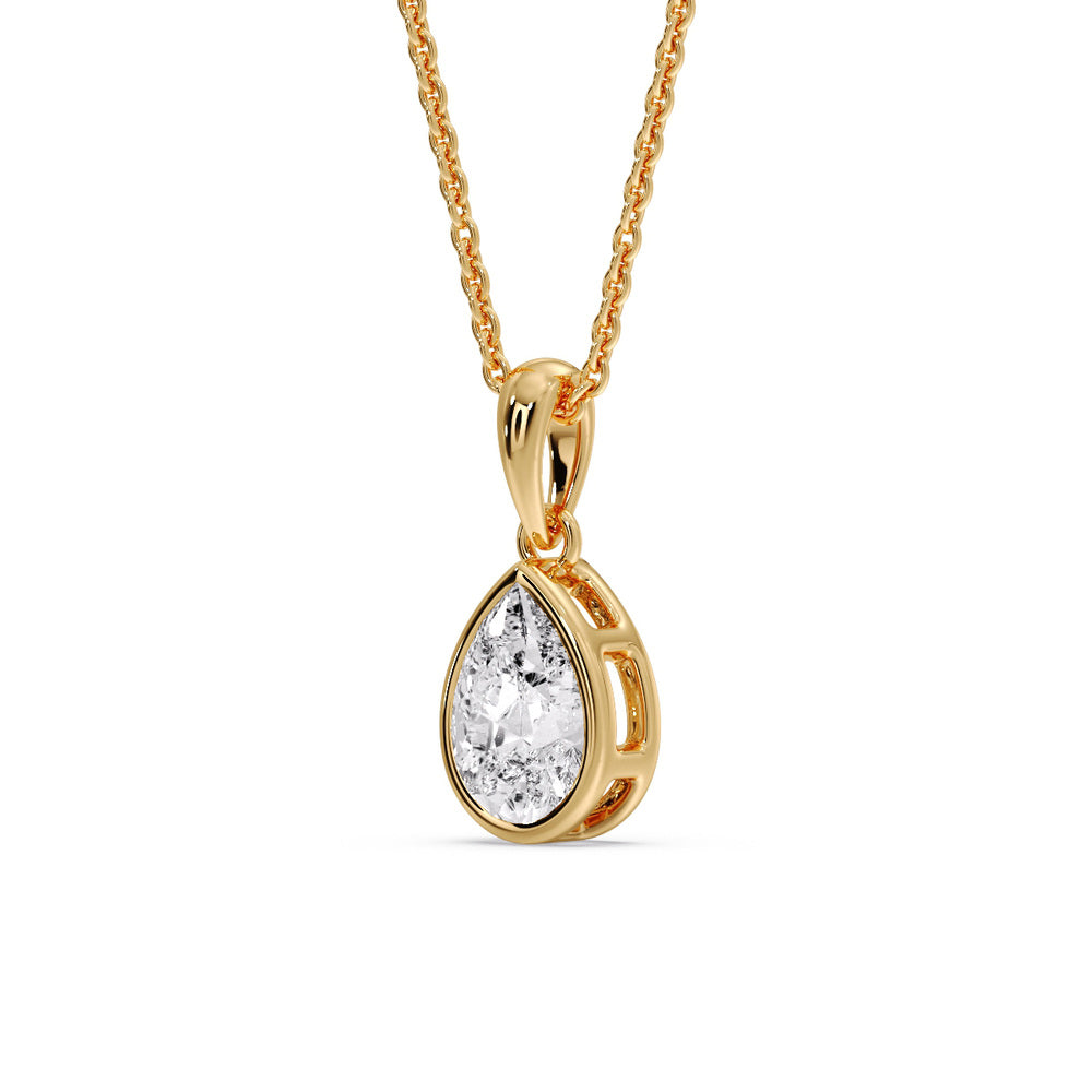 Bezel Pear Water Drop Solitaire Pendant