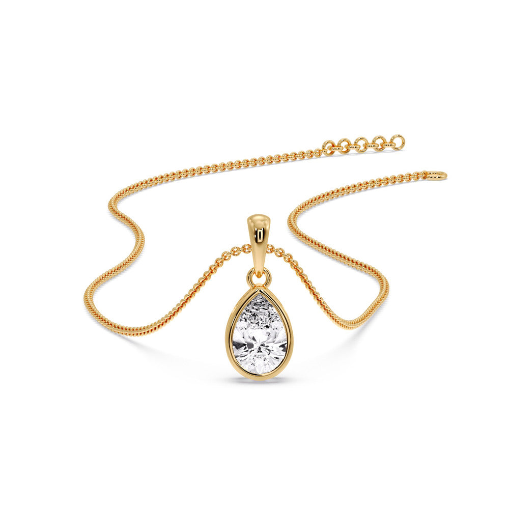 Bezel Pear Water Drop Solitaire Pendant