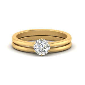 Plain Band Solitaire Wedding Set