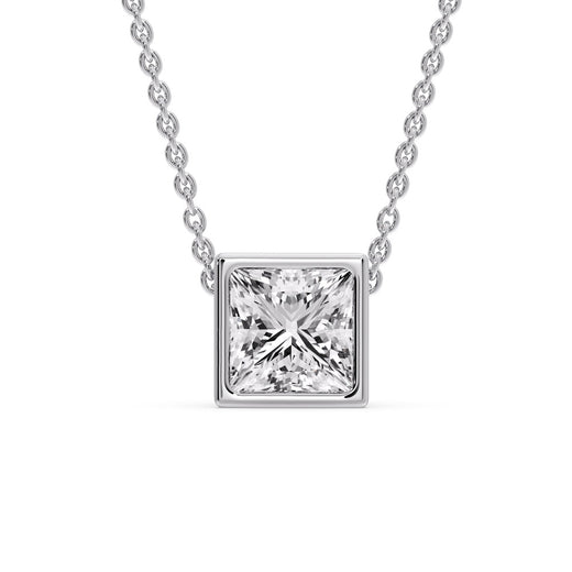 Princess Diamond Bezel Set Solitaire Pendant